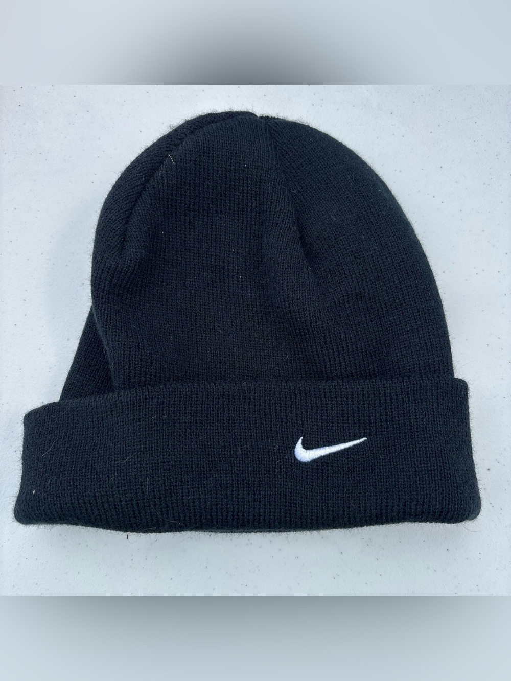 YOUTH Nike Black Beanie with White Swoosh